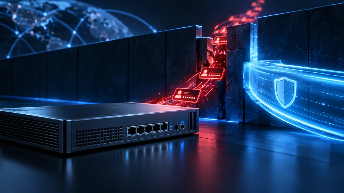 A network firewall blocks a red credential path while defenders restore a secure remote-access boundary.
